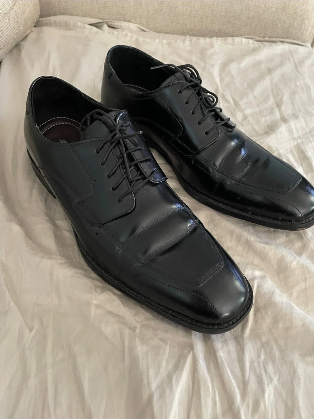 Johnston & Murphy Black Leather Lace-Up Derby Shoes • Sz10
